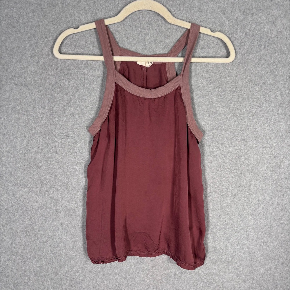 Revolve Nation Satin Tank Top XS Mauve Santa Fe Relaxed Retro Party Summer Beach